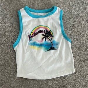 Garage Bahamas airbrushed print cropped muscle tank top